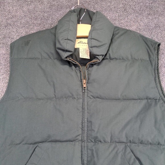 Eddie Bauer Men's Full Zip Down Puffer Vest Green Medium Mock Neck Lined - Picture 3 of 14